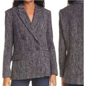 L'AGENCE Black and White Herringbone Blazer
